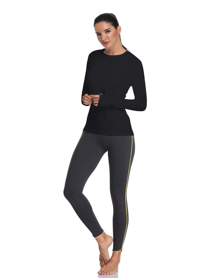HISKYWIN Women's UPF 50+ Sun Protection Long Sleeve Shirts Outdoor Hiking Fishing Tops HF103- Black-S - Image 5
